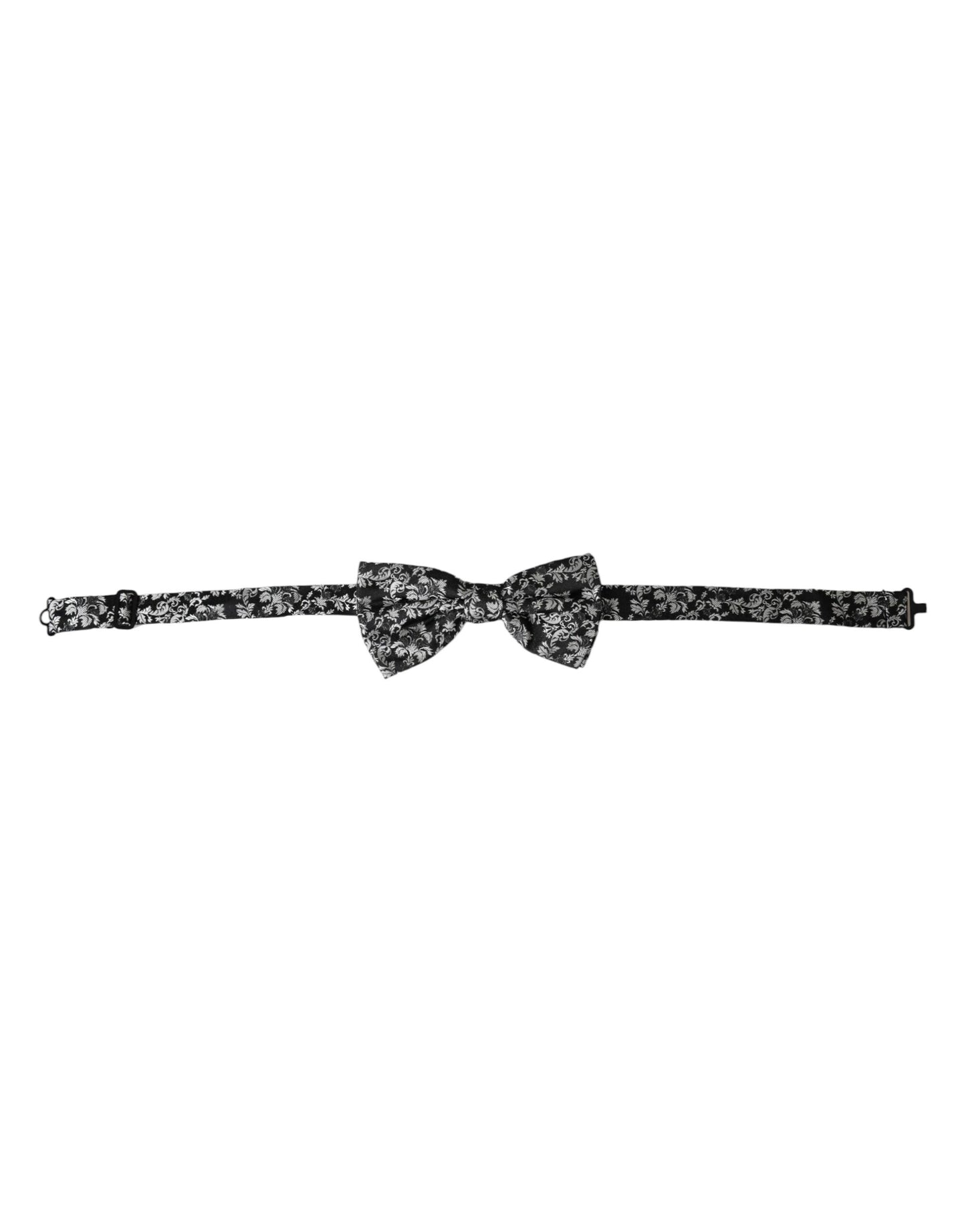 Dolce &amp; Gabbana Black Floral Silk Adjustable Neck Men Bow Tie