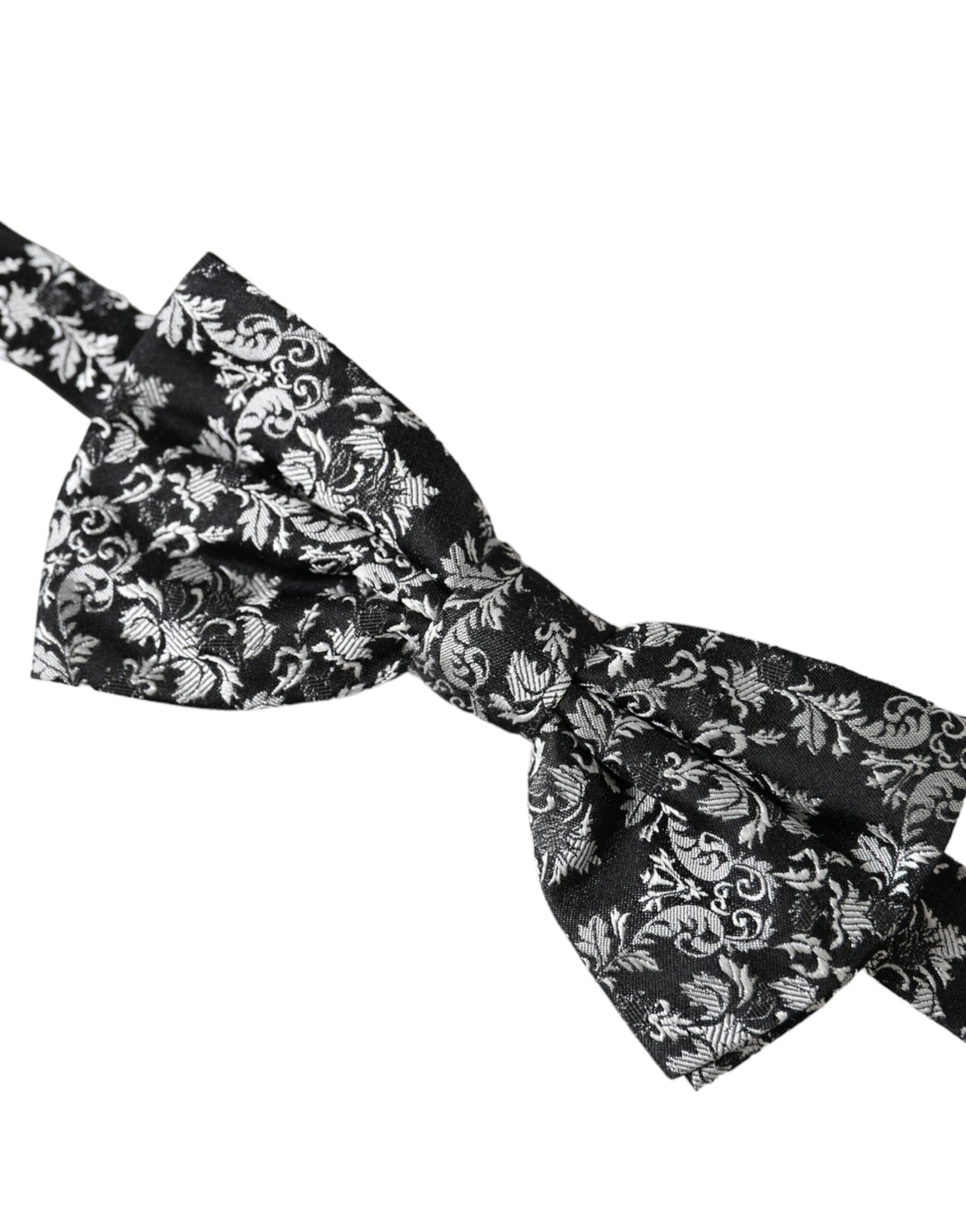 Dolce &amp; Gabbana Black Floral Silk Adjustable Neck Men Bow Tie