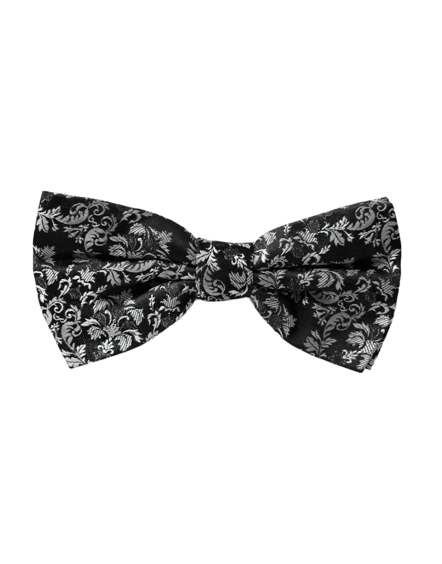 Dolce &amp; Gabbana Black Floral Silk Adjustable Neck Men Bow Tie