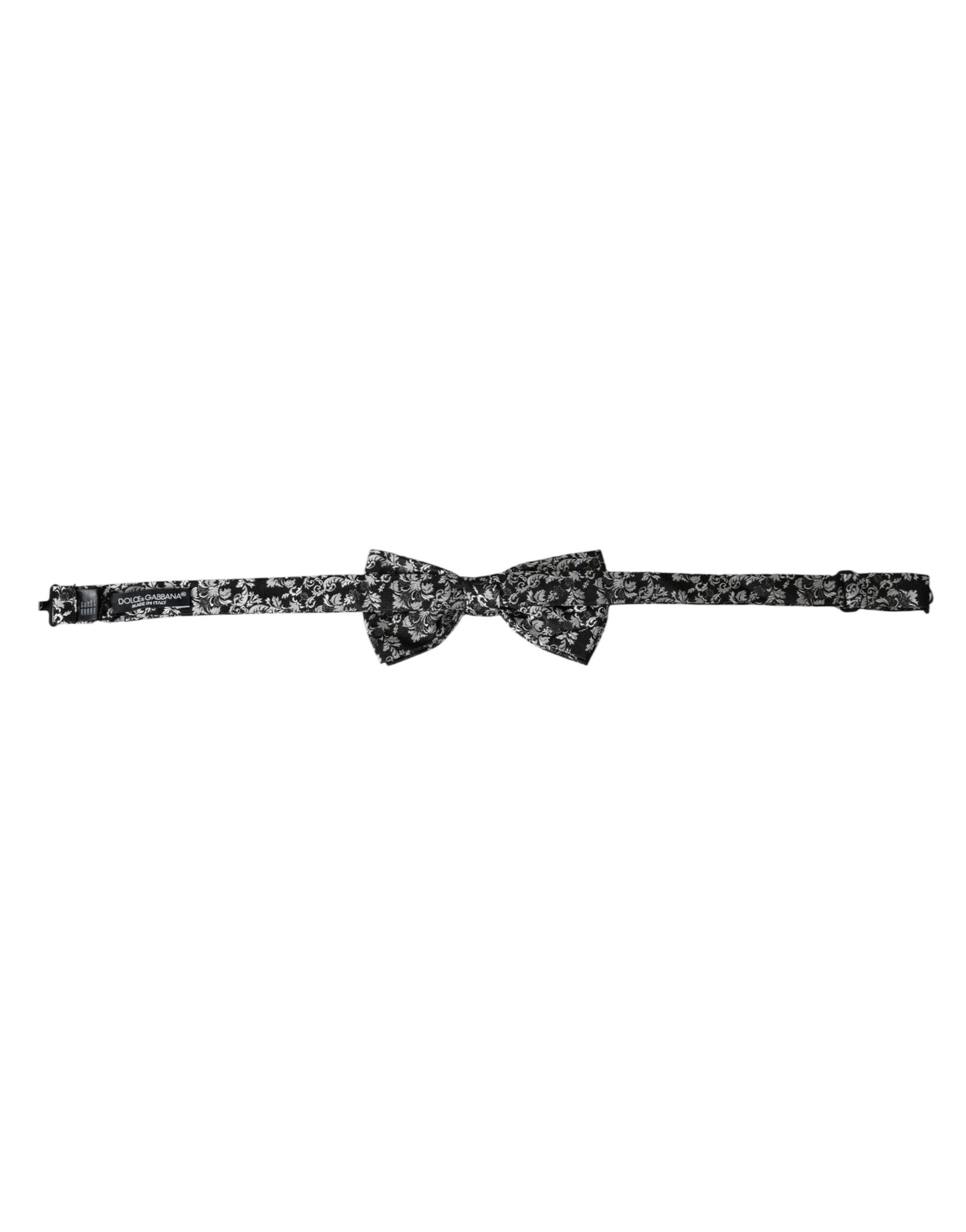 Dolce &amp; Gabbana Black Floral Silk Adjustable Neck Men Bow Tie