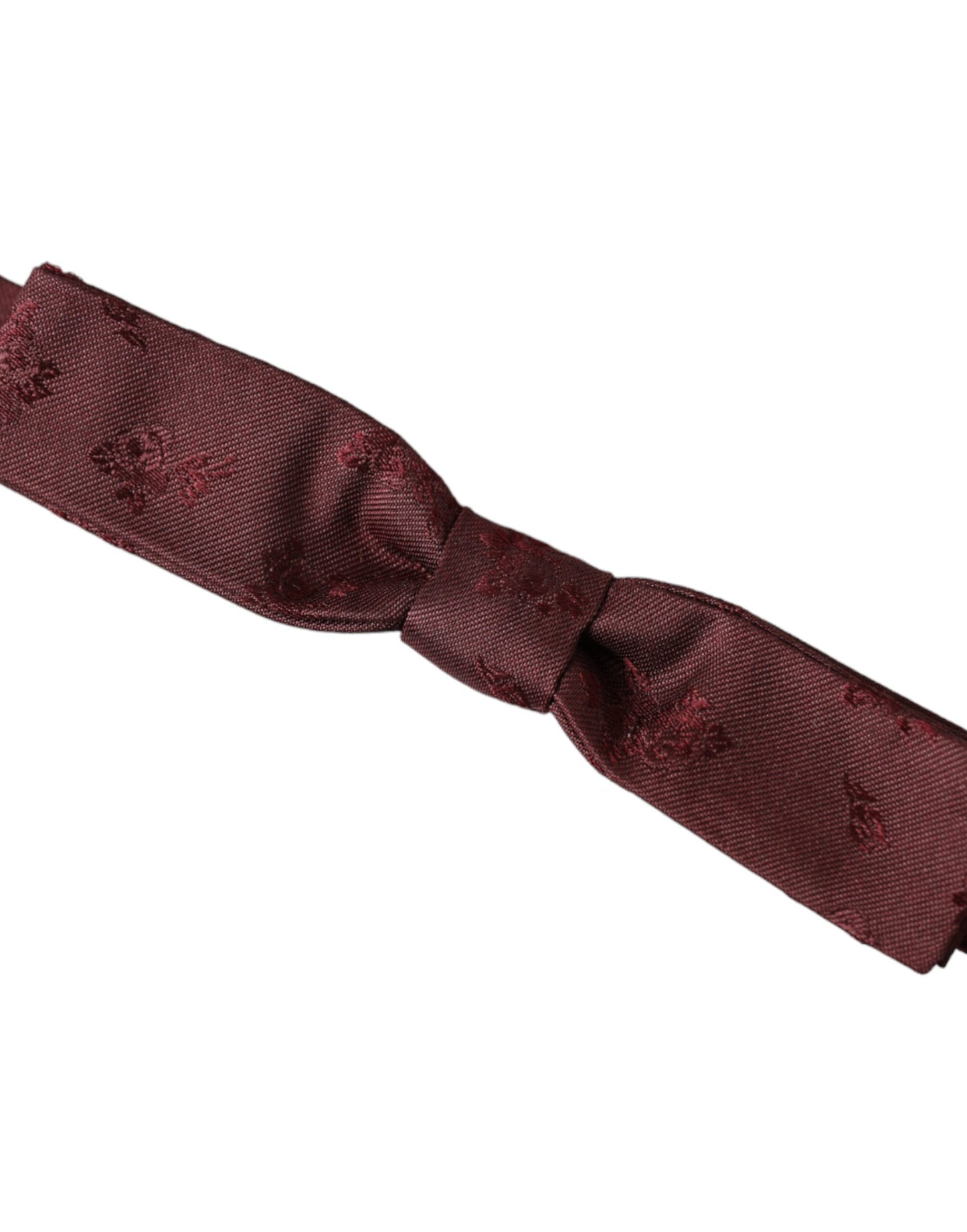 Dolce &amp; Gabbana Maroon Floral Silk Adjustable Neck Men Bow Tie