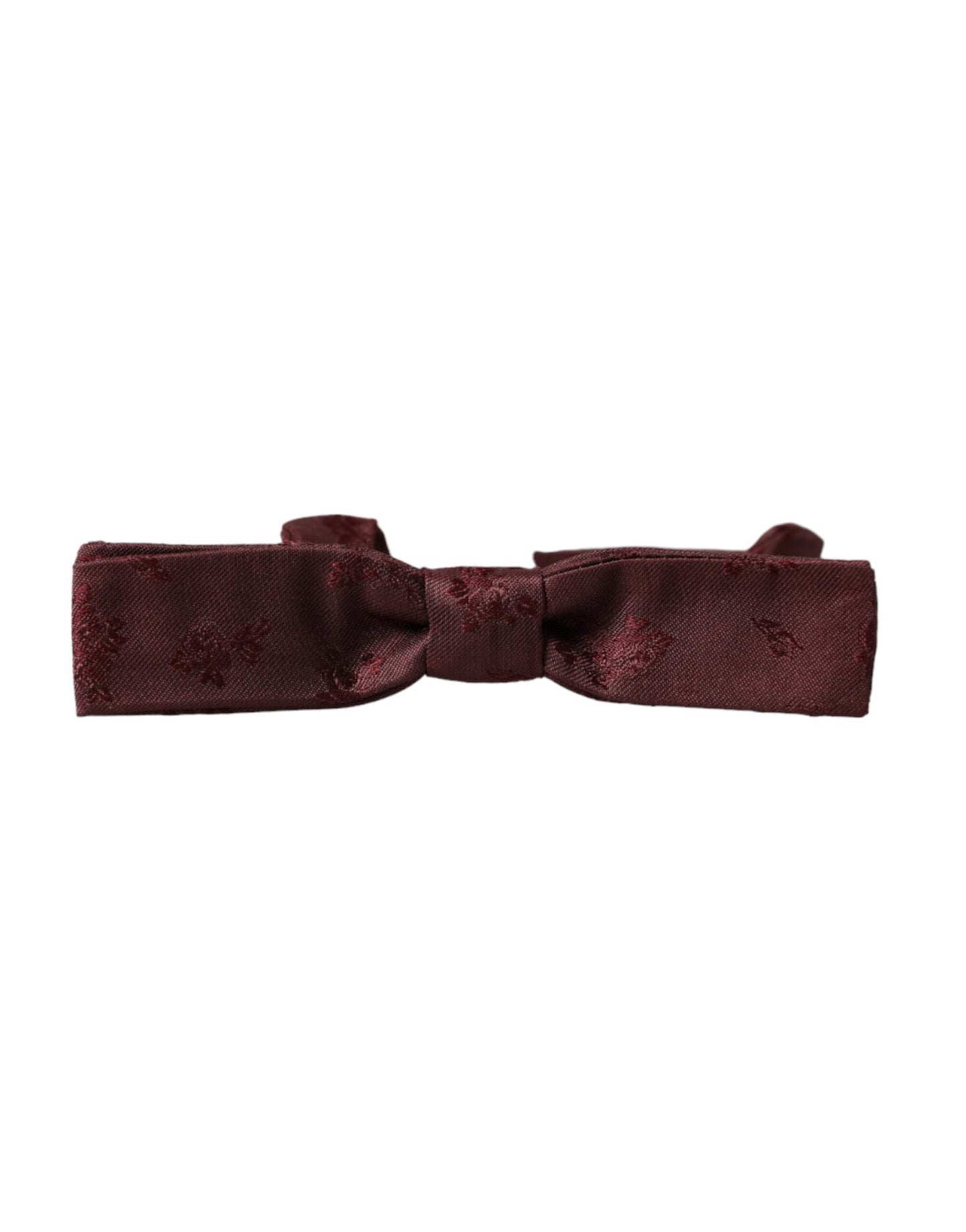 Dolce &amp; Gabbana Maroon Floral Silk Adjustable Neck Men Bow Tie