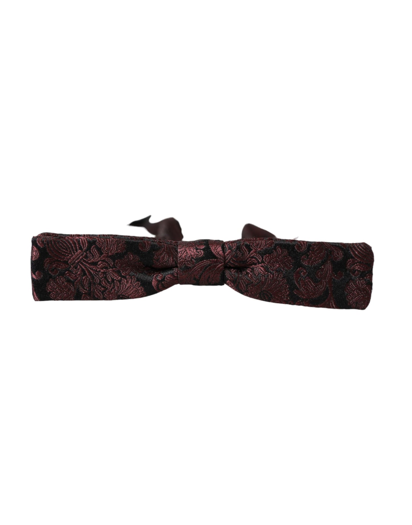 Dolce &amp; Gabbana Maroon Floral Silk Adjustable Neck Men Bow Tie