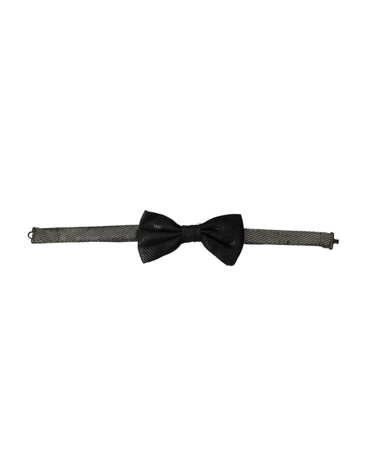 Dolce &amp; Gabbana Black Fantasy Silk Adjustable Neck Men Bow Tie