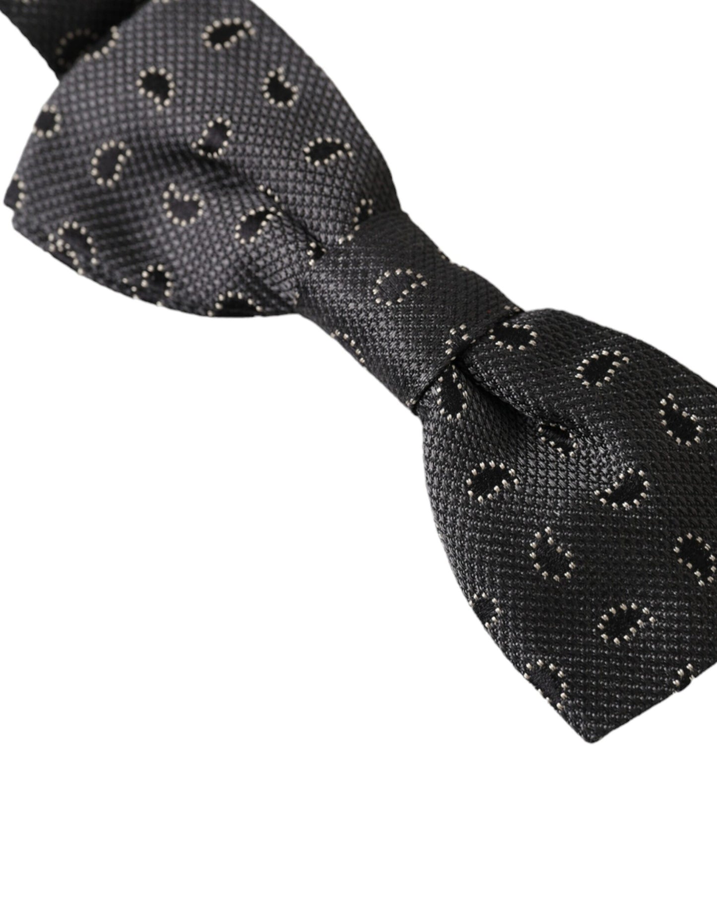 Dolce &amp; Gabbana Black Silk Patterned Adjustable Neck Men Bow Tie