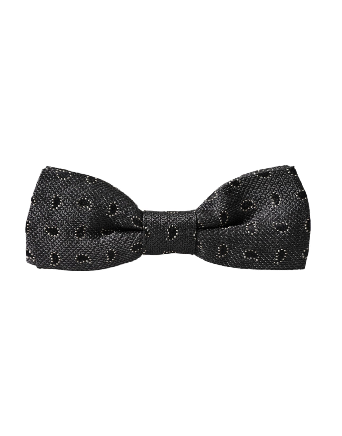 Dolce &amp; Gabbana Black Silk Patterned Adjustable Neck Men Bow Tie