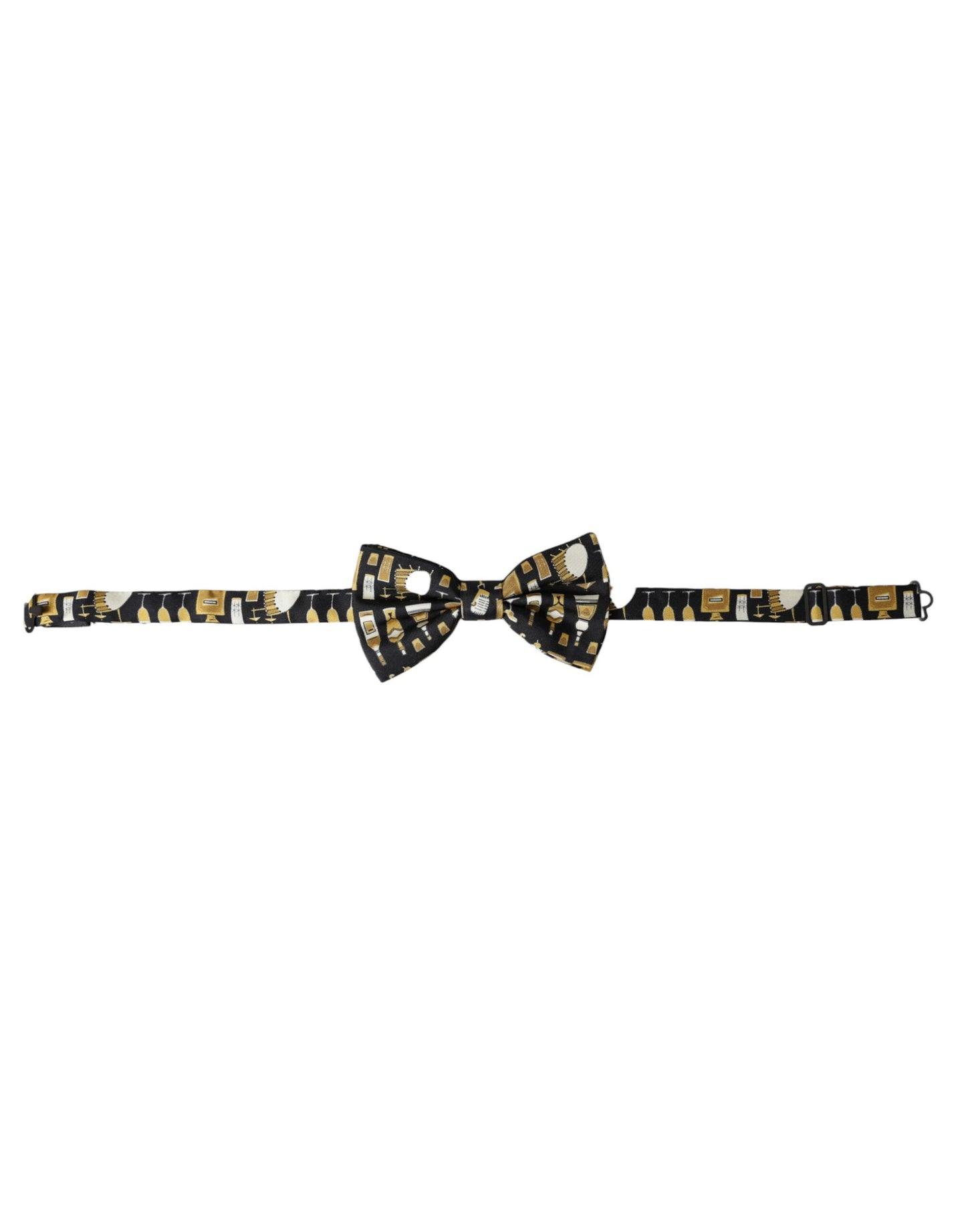 Dolce &amp; Gabbana Black Silk Cocktail Adjustable Neck Men Bow Tie