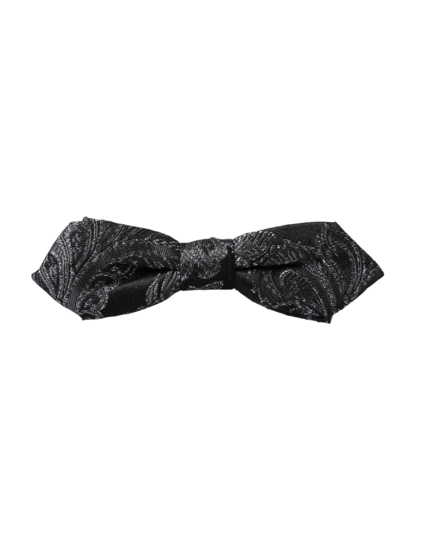 Dolce &amp; Gabbana Black Silk Jacquard Adjustable Neck Men Bow Tie