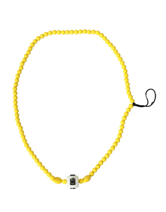 Dolce &amp; Gabbana Yellow Pearl DG Logo Charm Necklace