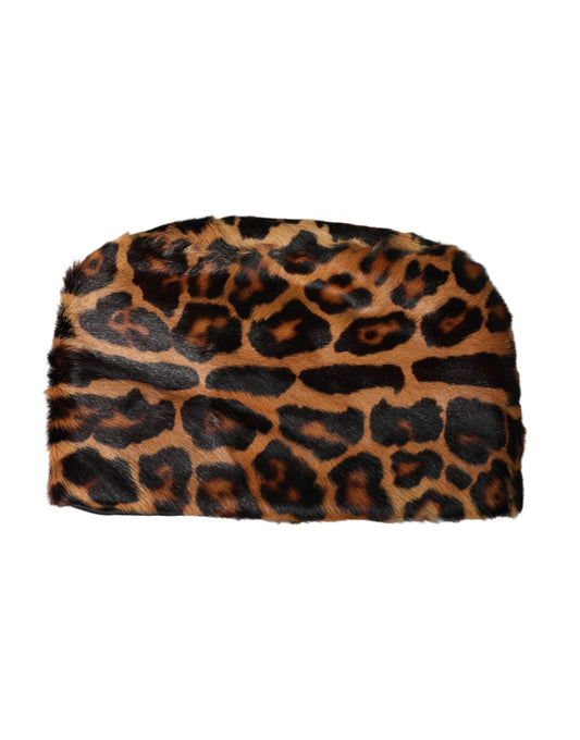 Dolce &amp; Gabbana Ruskea Leopard Fur Women Bucket Hat