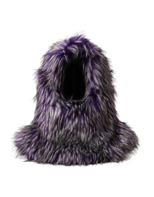 Dolce &amp; Gabbana Purple Faux Fur Full Head Hat