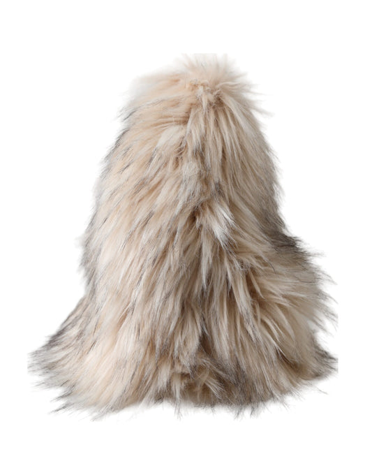 Dolce &amp; Gabbana Beige Acrylic Fur Women Bucket