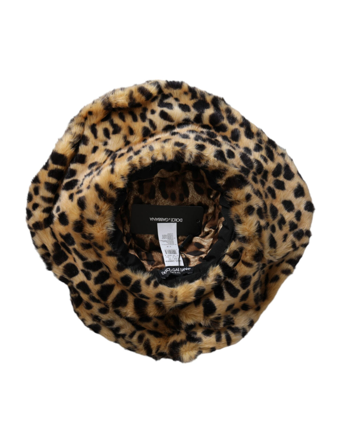 Dolce &amp; Gabbana Ruskea Leopard Fur Women Bucket Hat