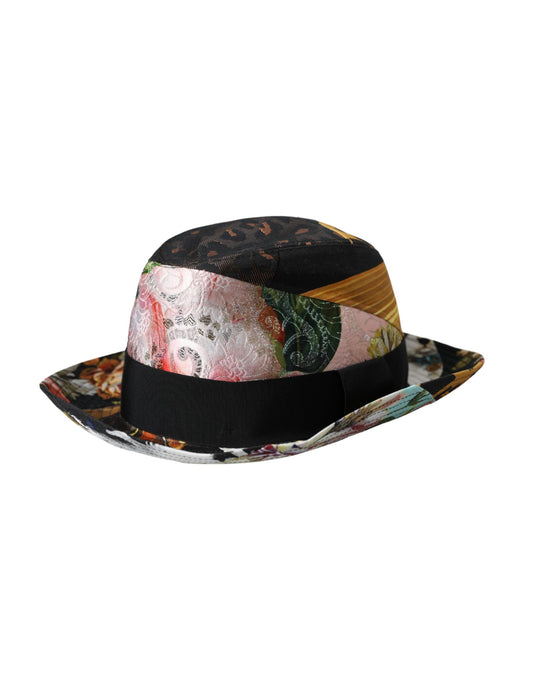 Dolce & Gabbana Multicolor Patchwork Frauen Fedora breite Krempe Hut