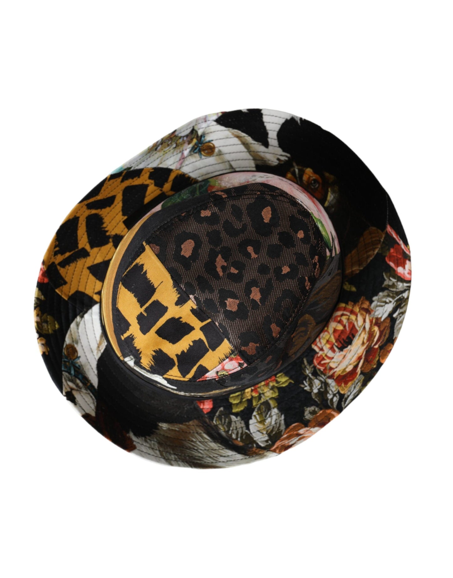 Dolce & Gabbana Multicolor Patchwork Frauen Fedora breite Krempe Hut