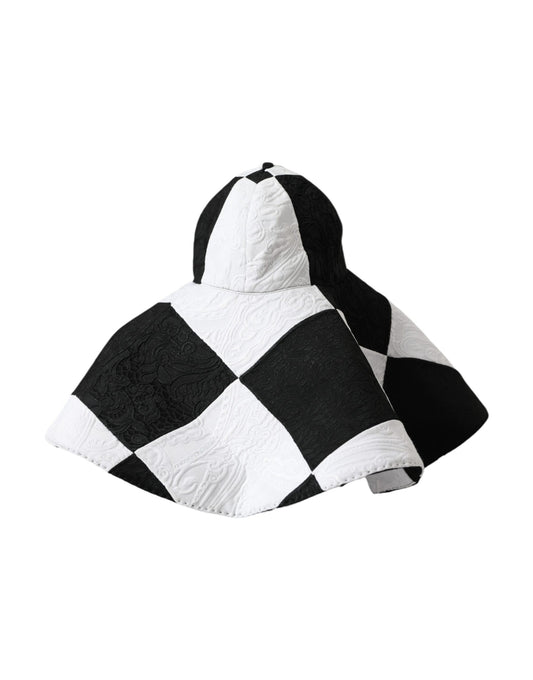 Dolce &amp; Gabbana Black and white checked wide brim floppy hat