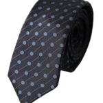 Dolce &amp; Gabbana Black Blue Polka Dot Silk Tie for Men Adjustable