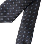 Dolce &amp; Gabbana Black Blue Polka Dot Silk Tie for Men Adjustable