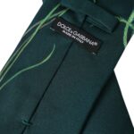 Dolce &amp; Gabbana Green Printed 100% Silk Adjustable Men's Tie