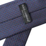 Dolce &amp; Gabbana Navy Blue Patterned Silk Tie for Men, Adjustable