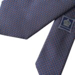 Dolce &amp; Gabbana Navy Blue Patterned Silk Tie for Men, Adjustable