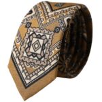 Dolce &amp; Gabbana Yellow 100% Silk Wheel Print Adjustable Men's Tie