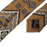 Dolce &amp; Gabbana Yellow 100% Silk Wheel Print Adjustable Men's Tie