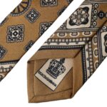 Dolce &amp; Gabbana Yellow 100% Silk Wheel Print Adjustable Men's Tie