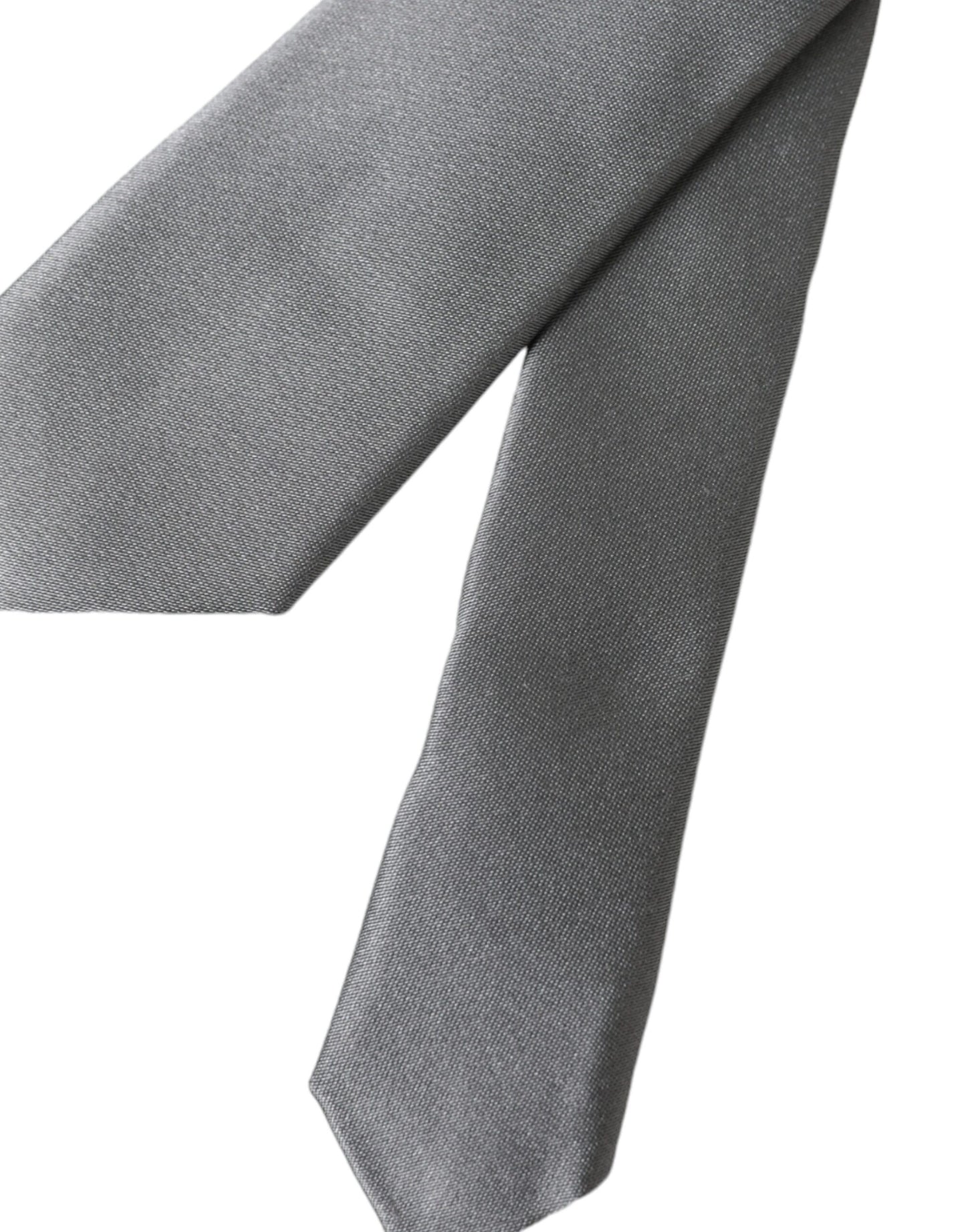 Dolce &amp; Gabbana Silver Solid Satin Silk Tie for Men, Adjustable