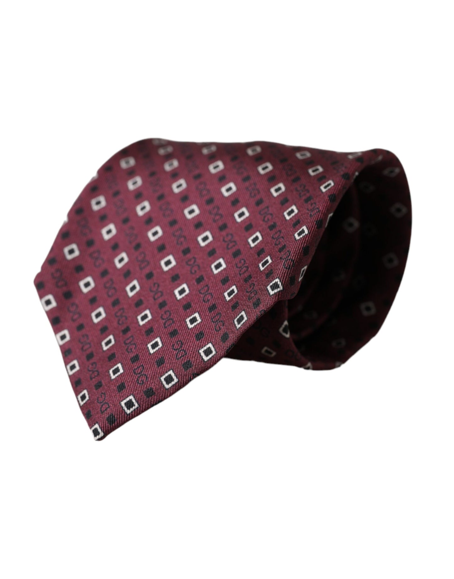 Dolce &amp; Gabbana Maroon Silk Tie with Brand Logo Adjustable for Men