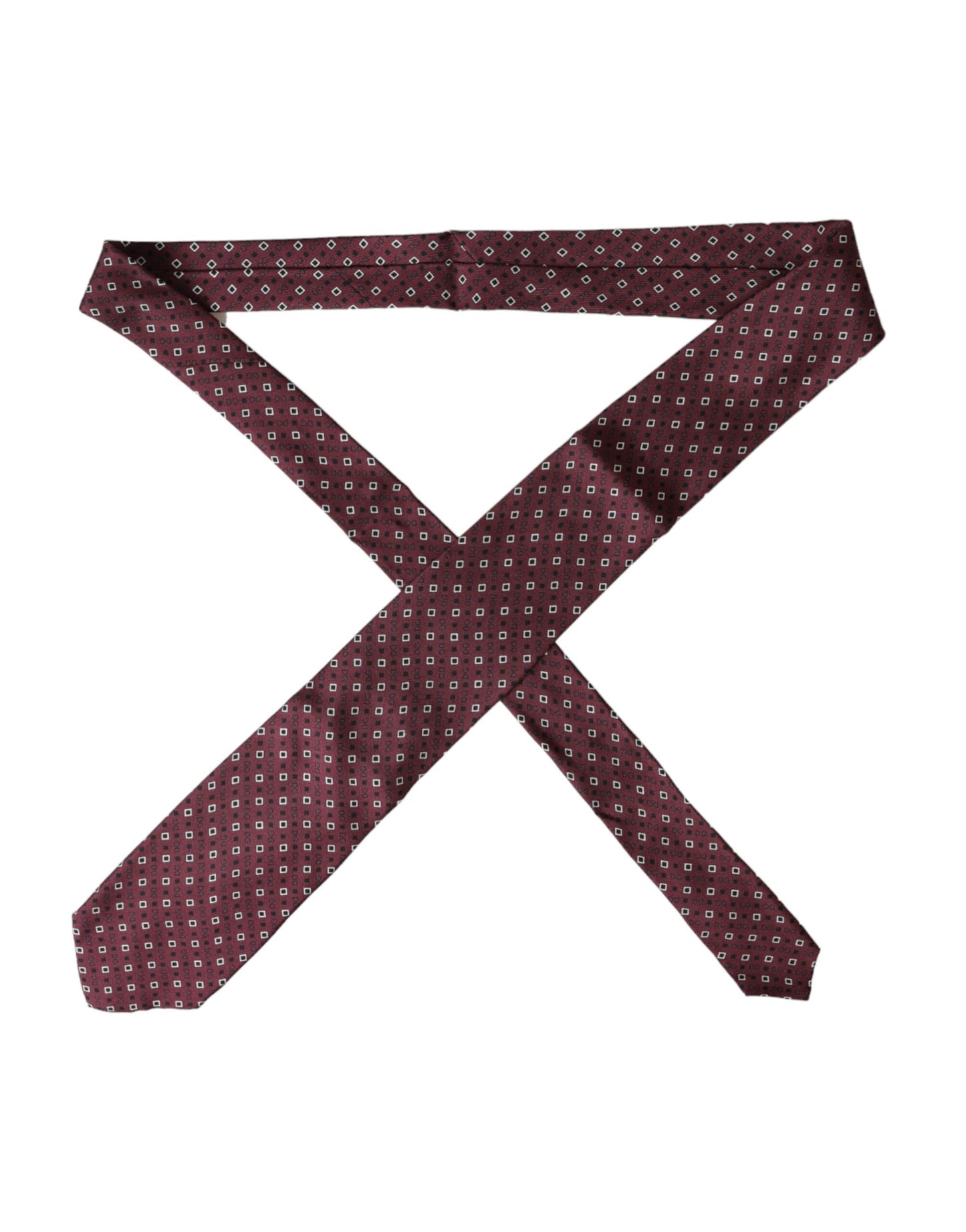 Dolce &amp; Gabbana Maroon Silk Tie with Brand Logo Adjustable for Men