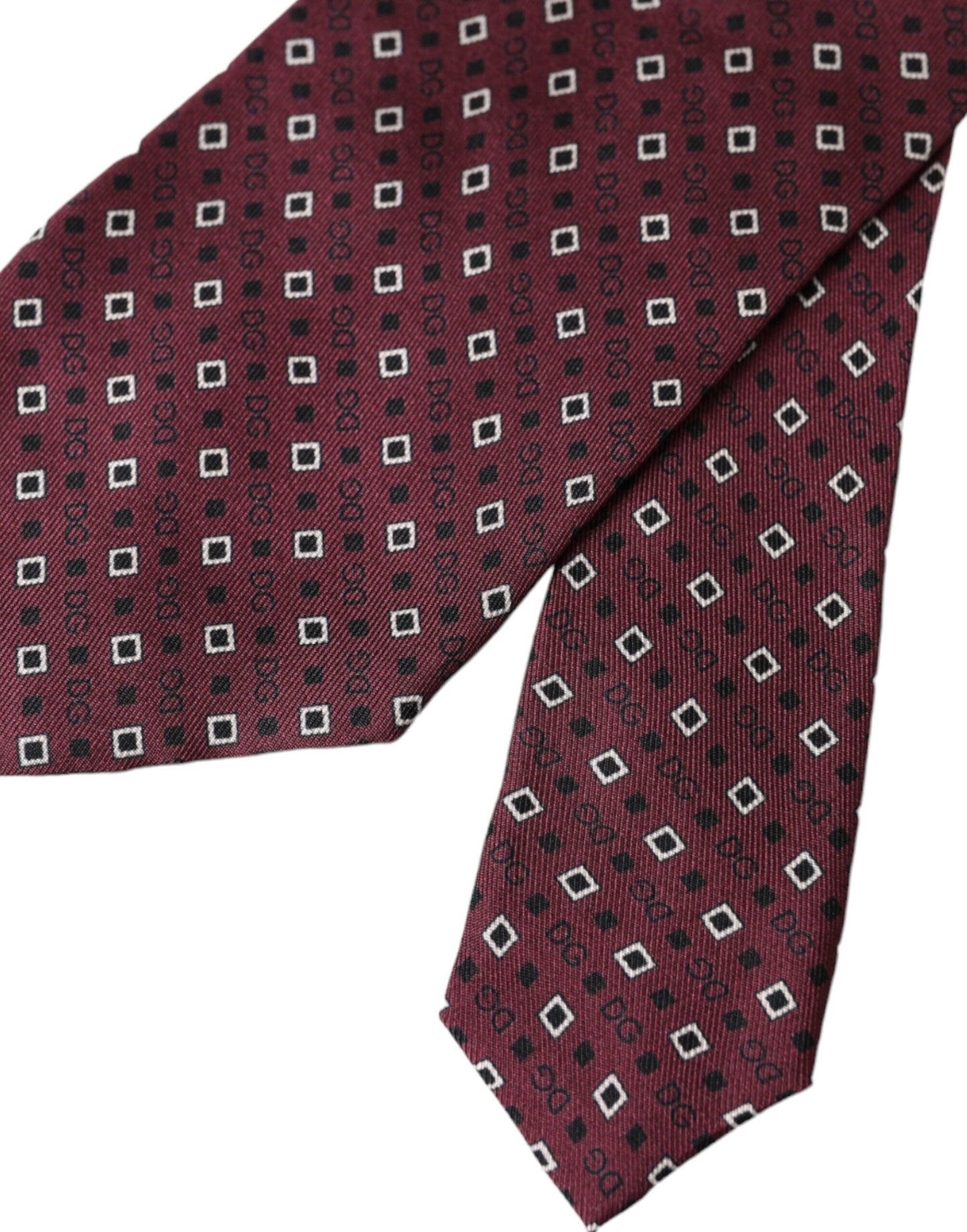 Dolce &amp; Gabbana Maroon Silk Tie with Brand Logo Adjustable for Men