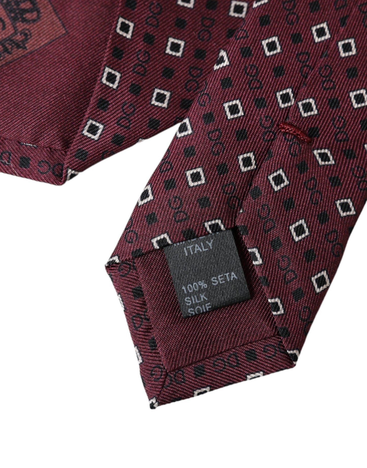 Dolce &amp; Gabbana Maroon Silk Tie with Brand Logo Adjustable for Men