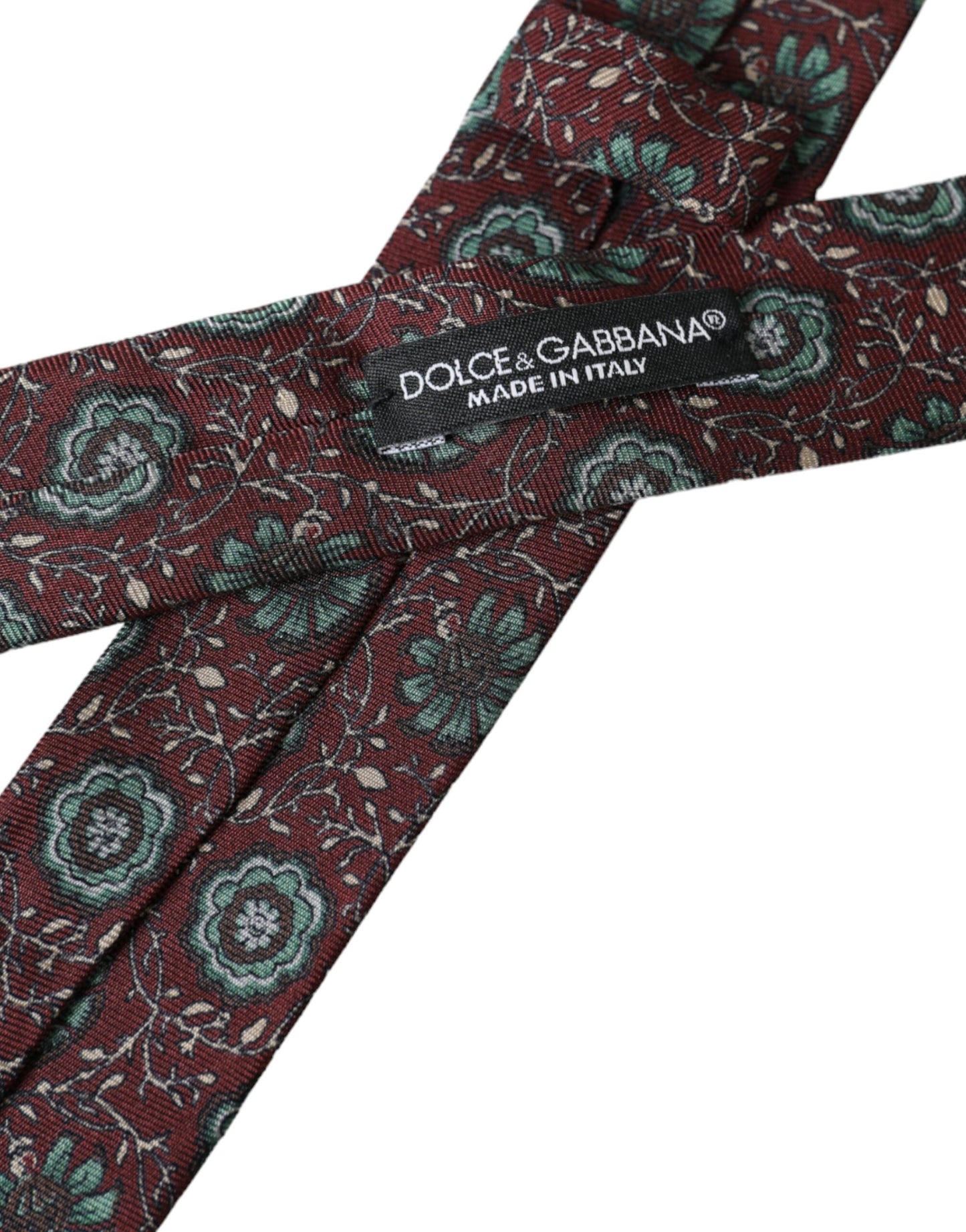 Dolce &amp; Gabbana Maroon Floral 100% Silk Adjustable Men's Tie