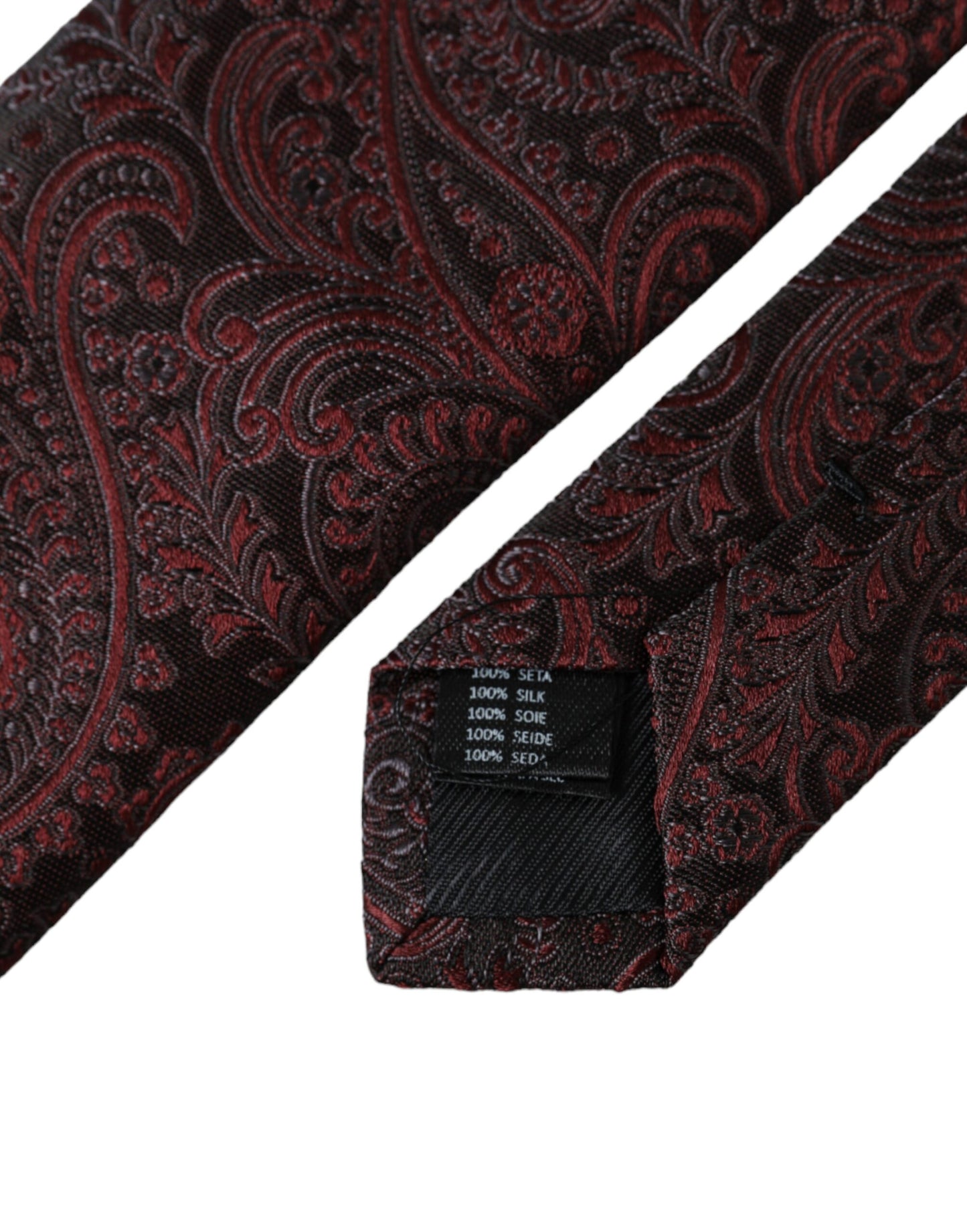 Dolce &amp; Gabbana Bordeaux patterned silk tie for men, adjustable