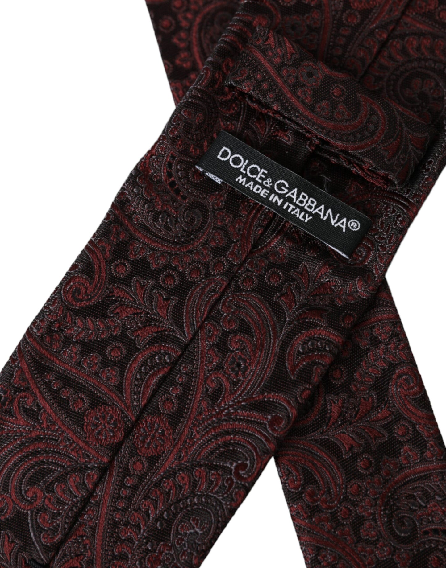 Dolce &amp; Gabbana Bordeaux patterned silk tie for men, adjustable