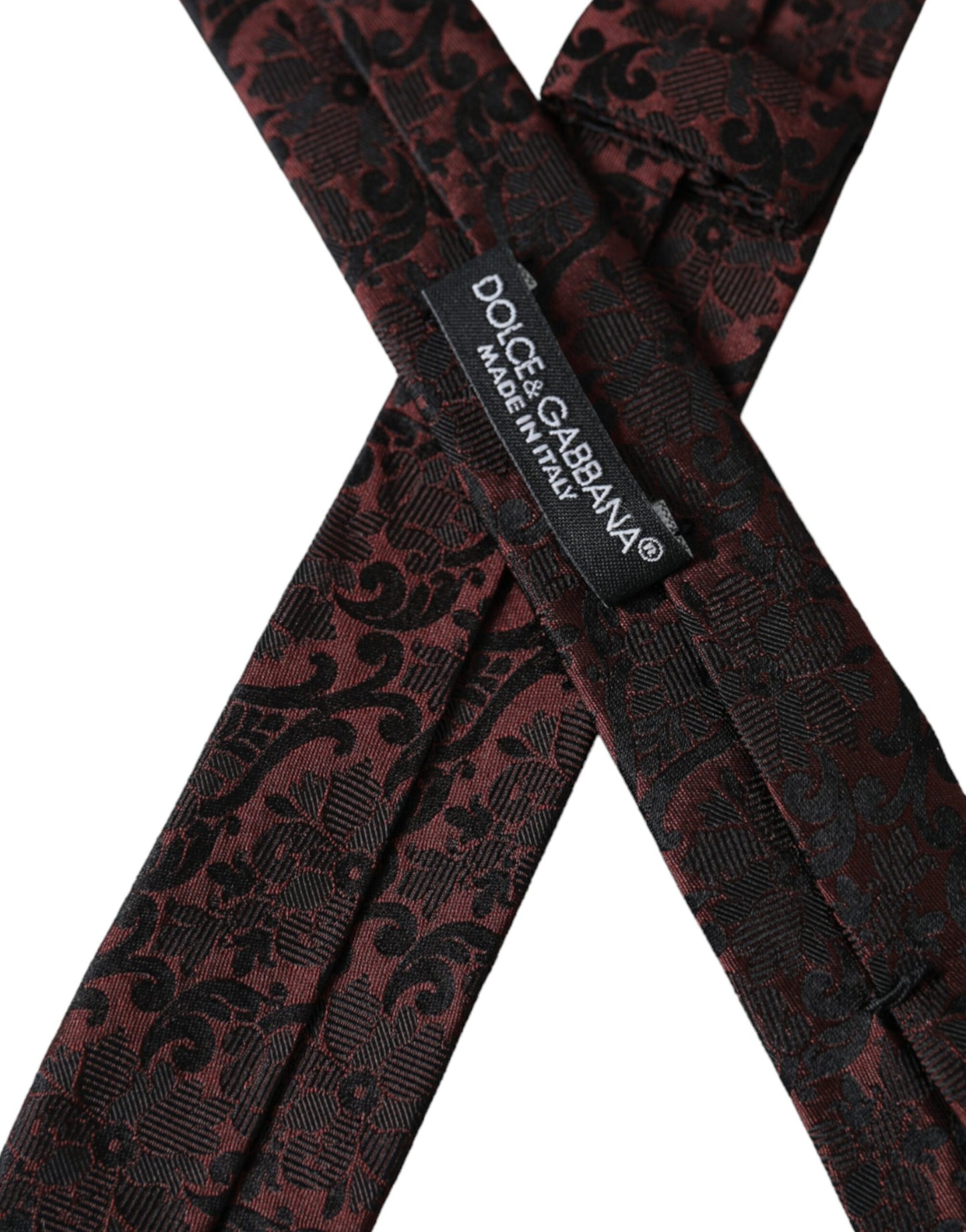 Dolce &amp; Gabbana Maroon Floral Fantasy Silk Tie for Men, Adjustable