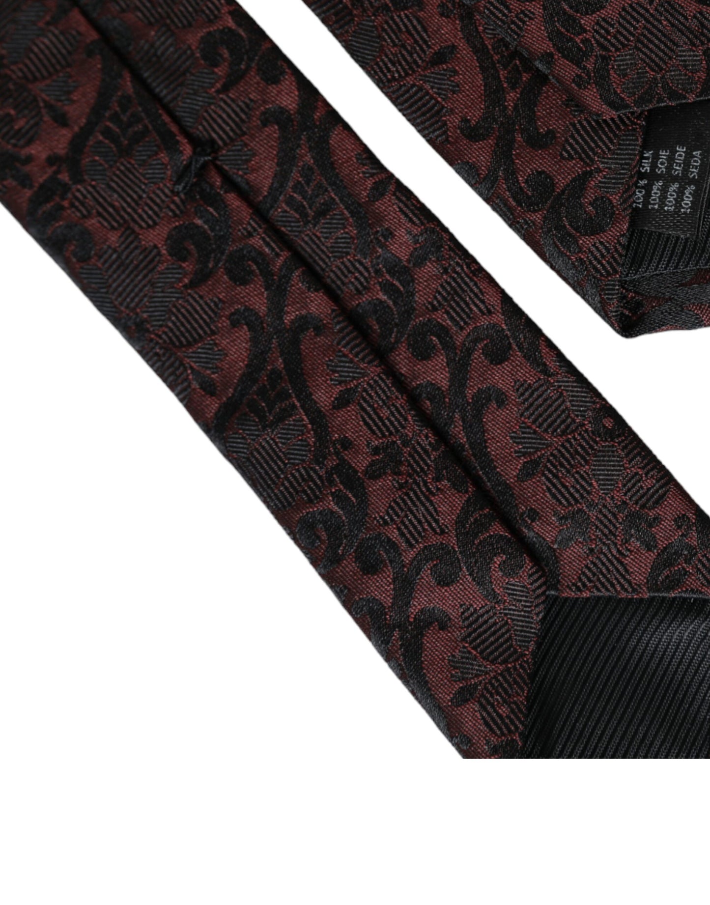 Dolce &amp; Gabbana Maroon Floral Fantasy Silk Tie for Men, Adjustable