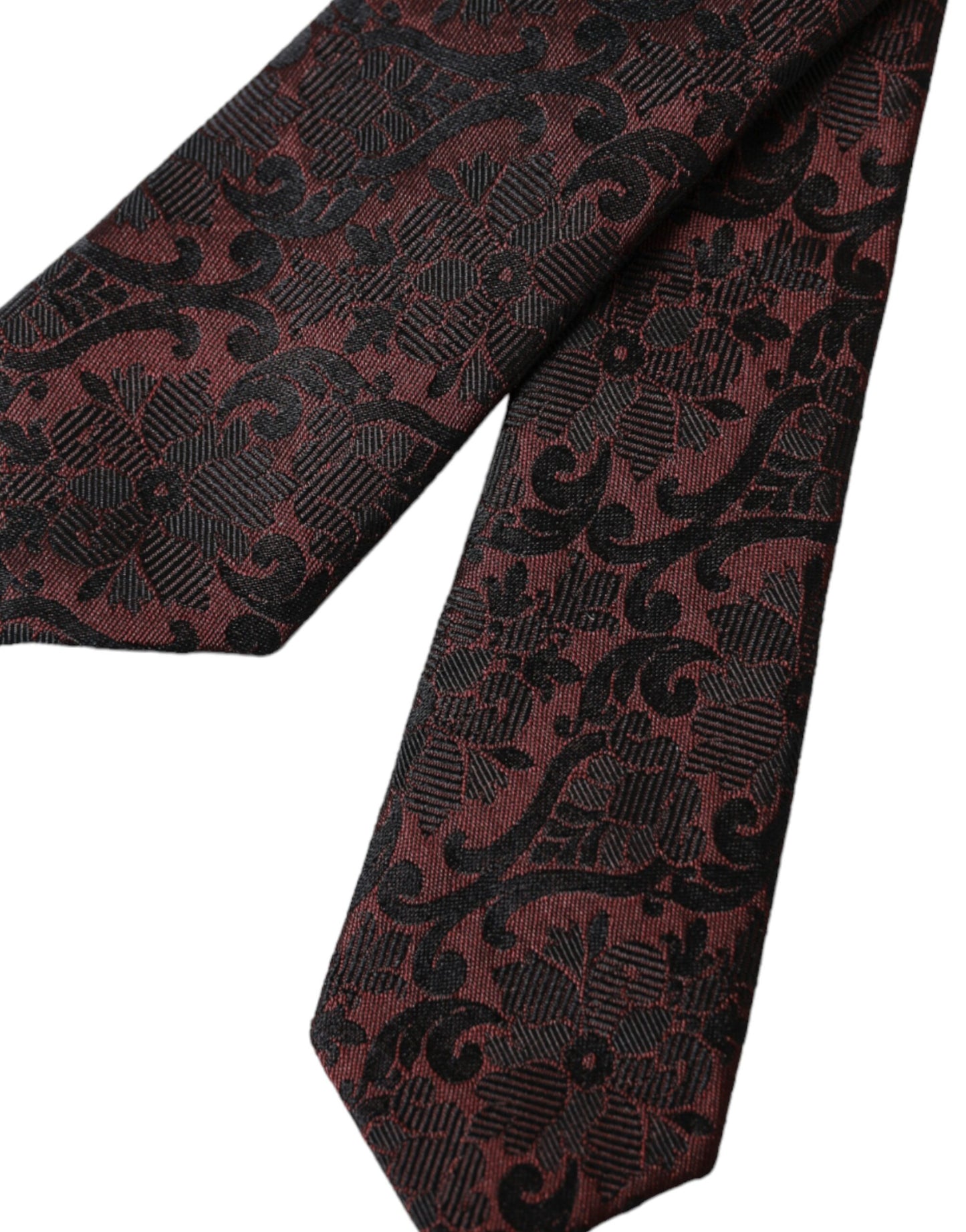 Dolce &amp; Gabbana Maroon Floral Fantasy Silk Tie for Men, Adjustable