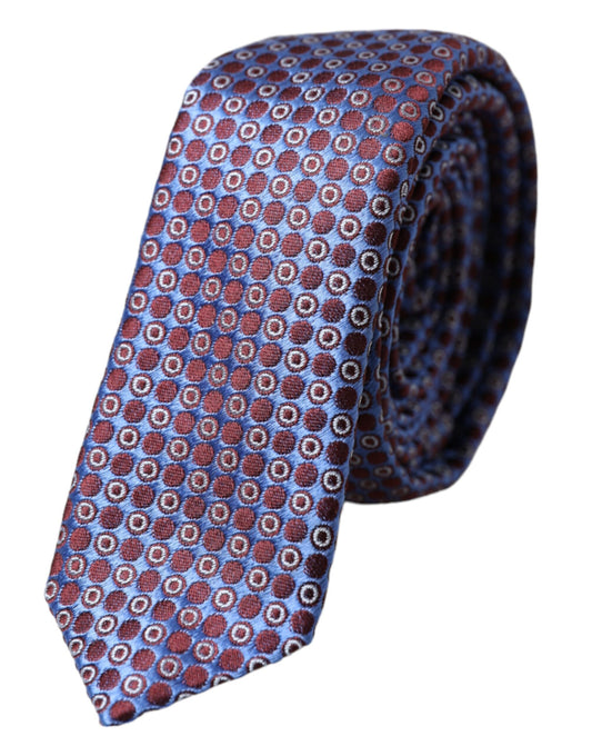 Dolce &amp; Gabbana Blue Purple Patterned Silk Tie for Men, Adjustable