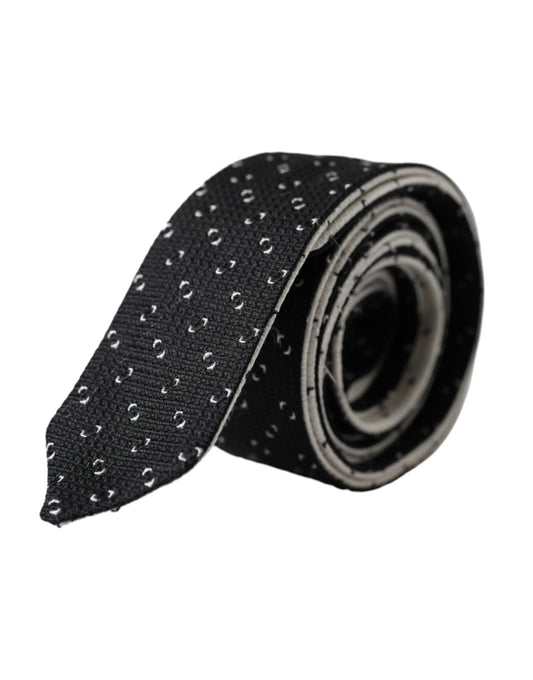 Dolce &amp; Gabbana Black White Patterned Adjustable Tie