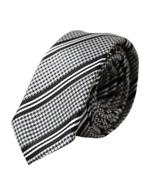 Dolce &amp; Gabbana Black and white striped silk tie adjustable