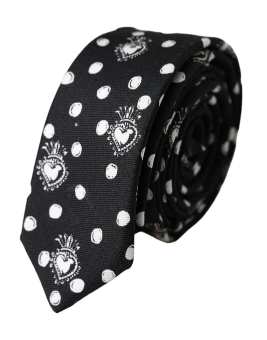 Dolce &amp; Gabbana Black Heart Dot Tie, Adjustable