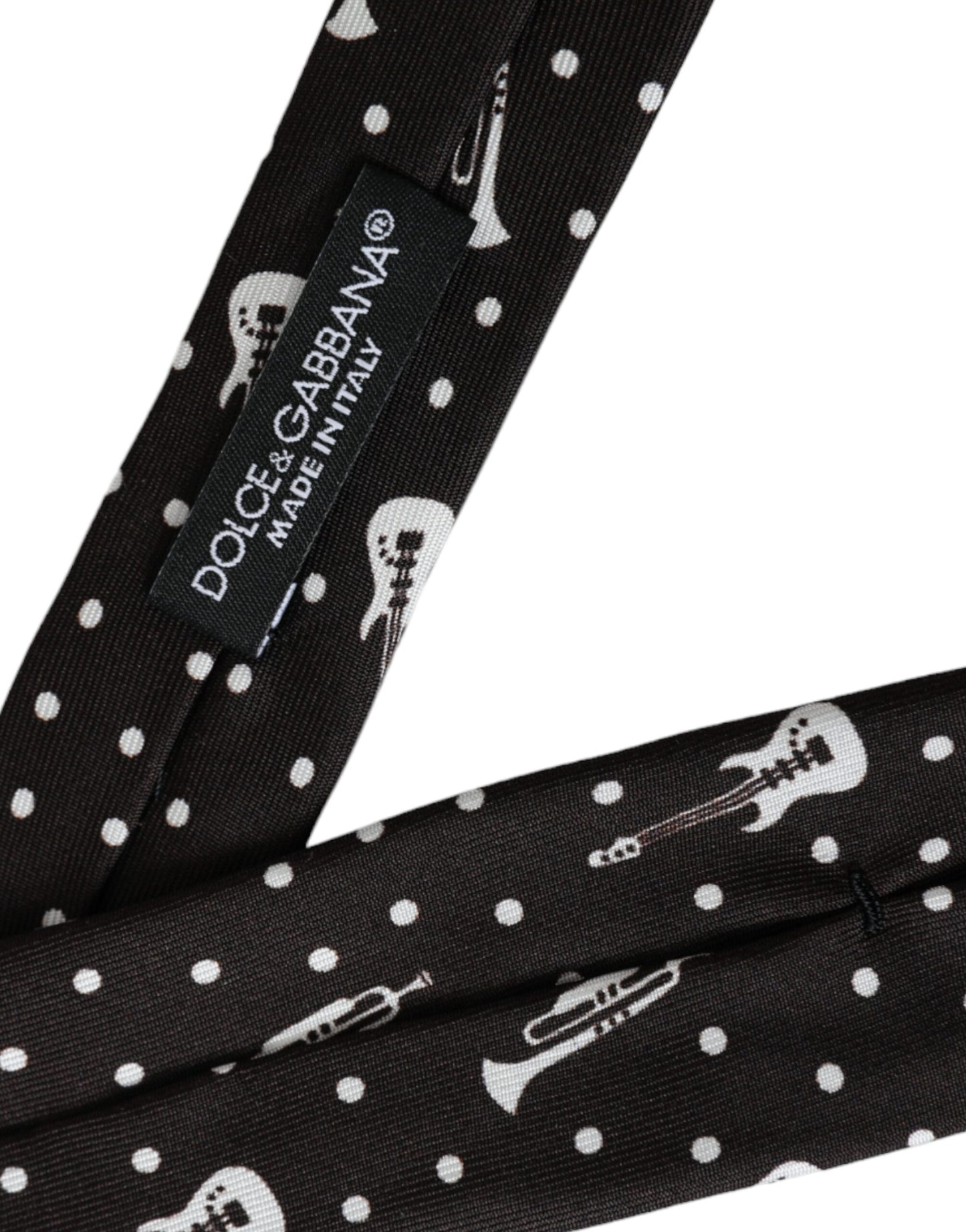 Dolce & Gabbana Schwarze Seidenkrawatte mit Gitarrenmotiv, verstellbar