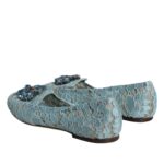 Dolce &amp; Gabbana Blue Lace Crystal Ballet Flats Loafers Kengät