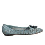 Dolce &amp; Gabbana Blue Lace Crystal Ballet Flats Loafers Kengät