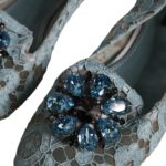 Dolce &amp; Gabbana Blue Lace Crystal Ballet Flats Loafers Kengät