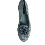 Dolce &amp; Gabbana Blue Lace Crystal Ballet Flats Loafers Kengät