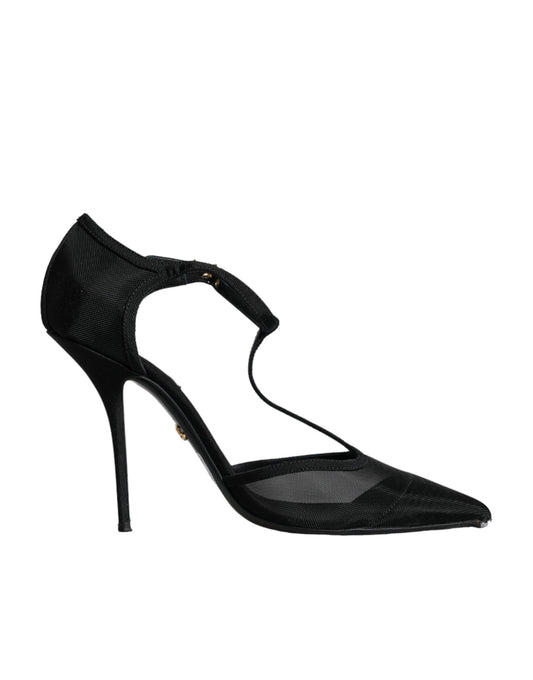 Dolce &amp; Gabbana Black Mesh T-hihna Stiletto-korkokengät