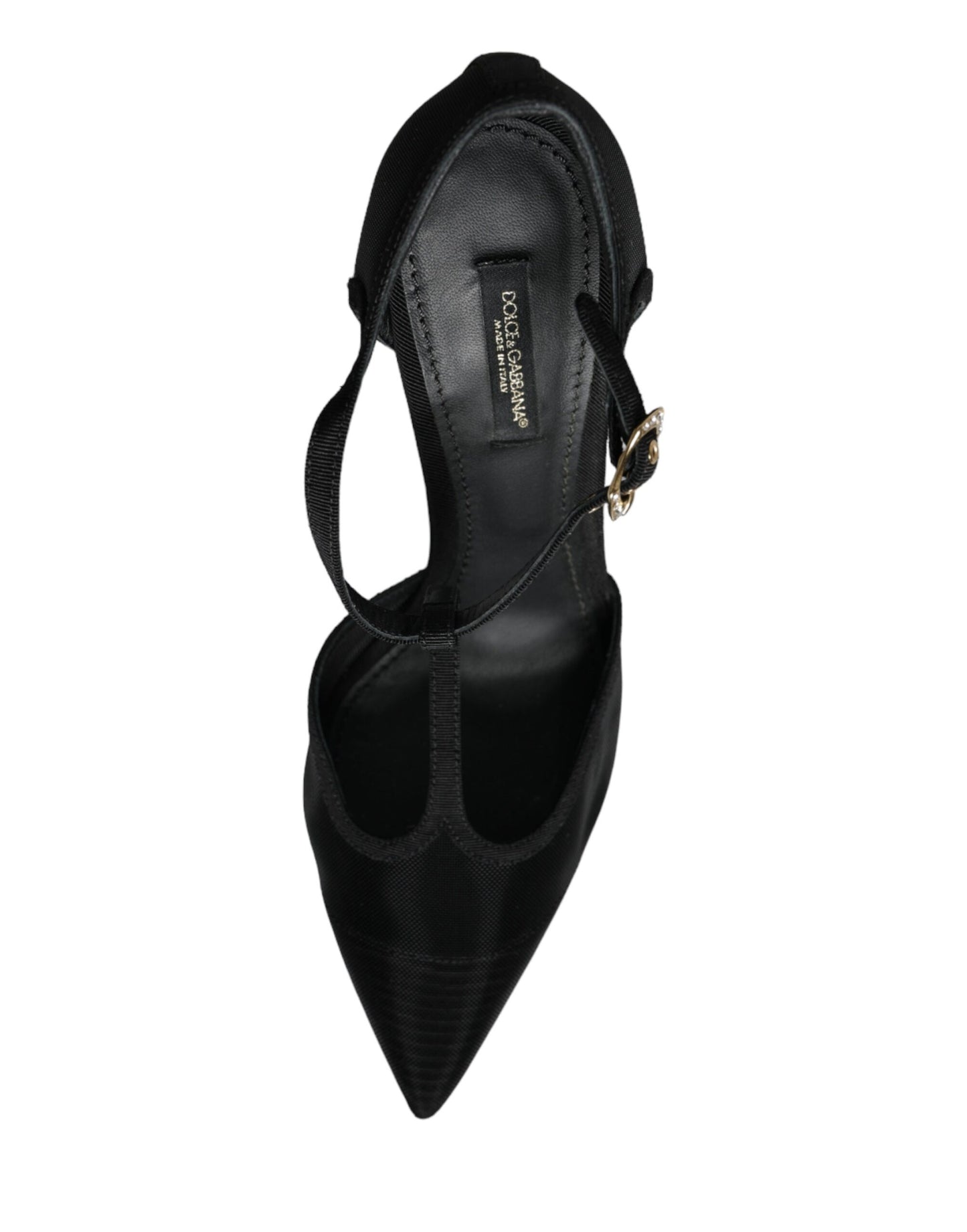 Dolce &amp; Gabbana Black Mesh T-strap Stiletto High Heels Shoes